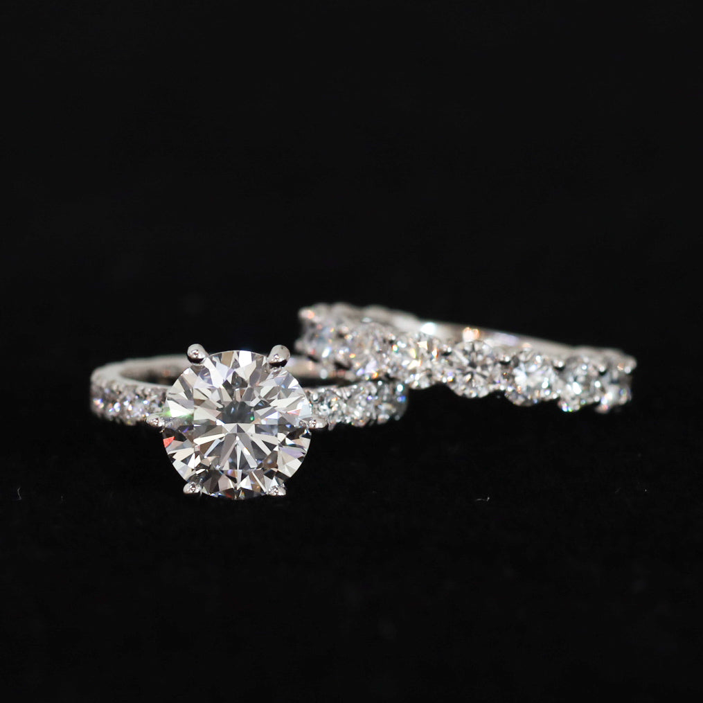 3 ct Round Cut Diamond Pave Set Engagement RIng