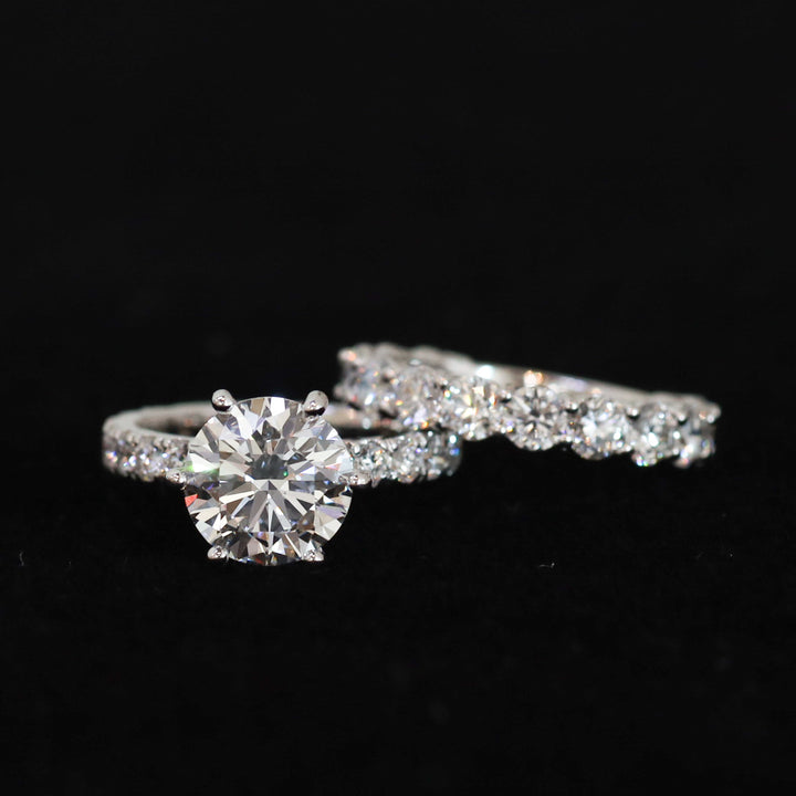 3 ct Round Cut Diamond Pave Set Engagement RIng
