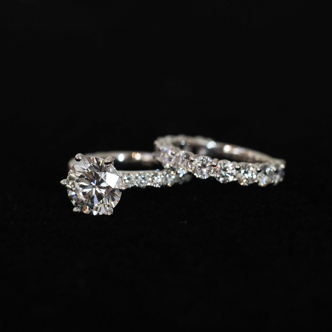 3 ct Round Cut Diamond Pave Set Engagement RIng