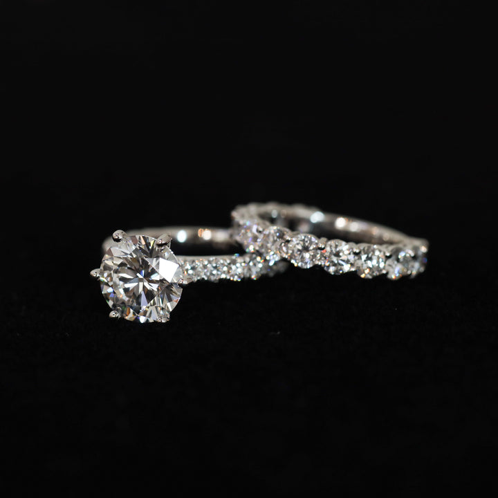 3 ct Round Cut Diamond Pave Set Engagement RIng