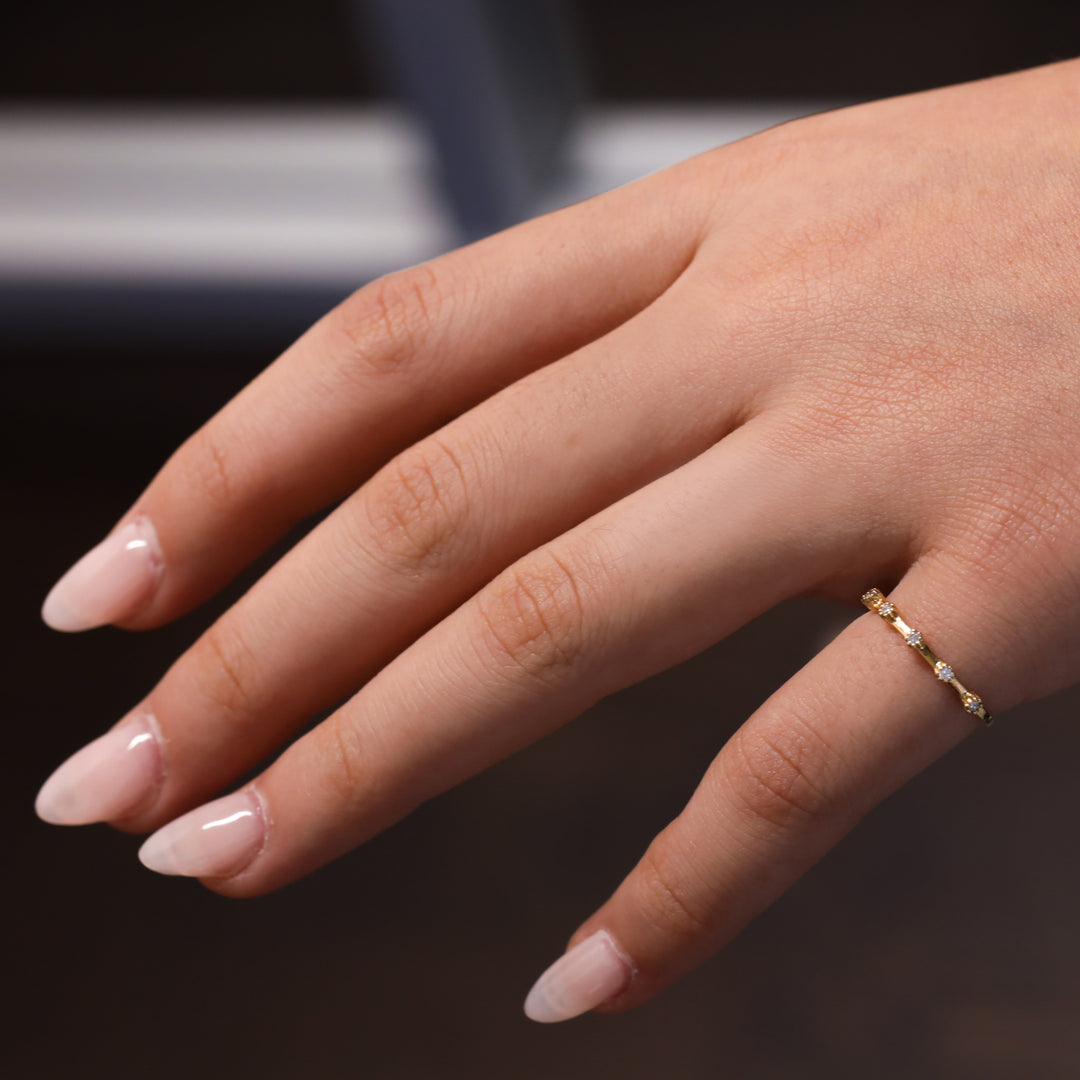 6 Stones Diamond 14K Solid Gold Wedding Band – Elegant Wedding & Engagement Ring