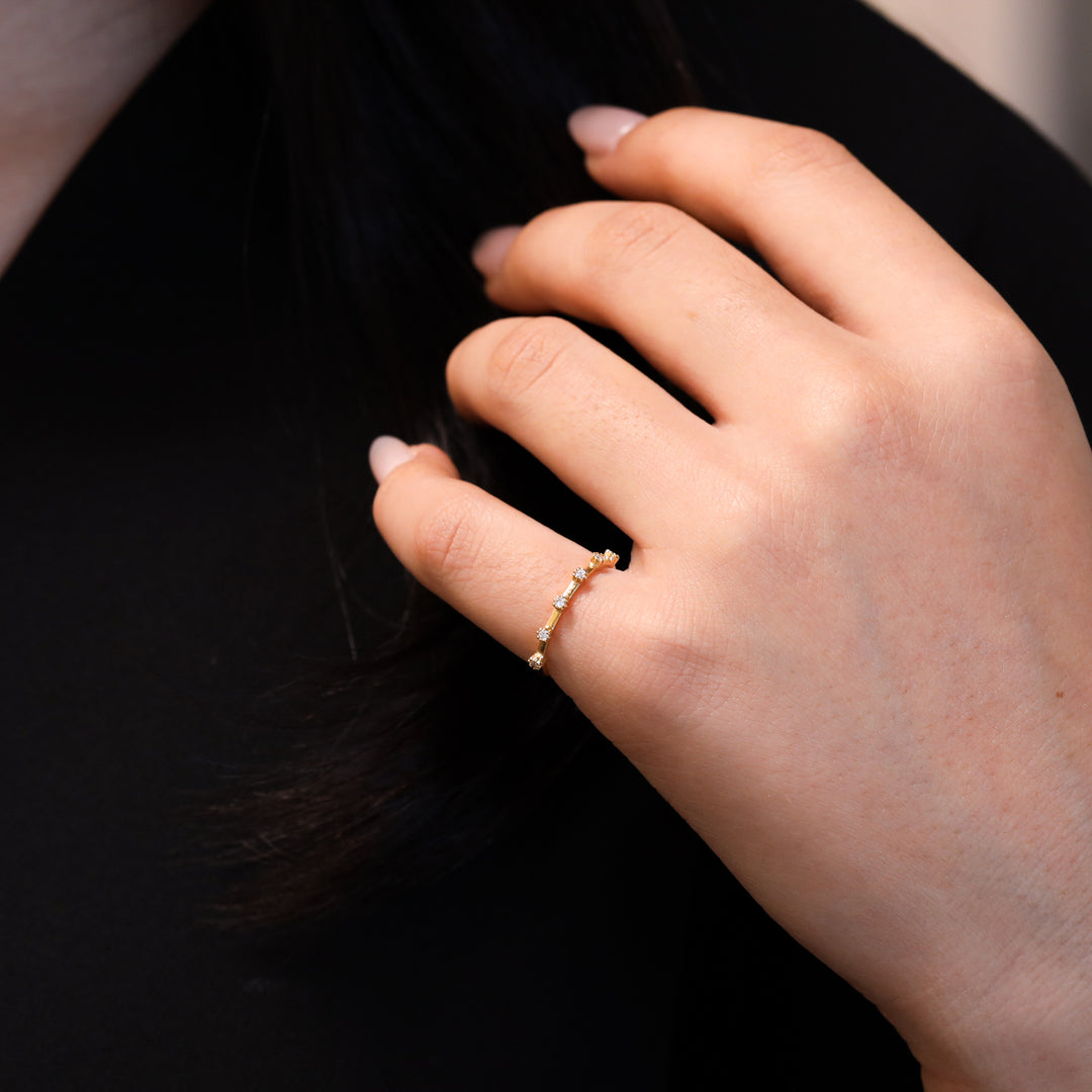 6 Stones Diamond 14K Solid Gold Wedding Band – Elegant Wedding & Engagement Ring