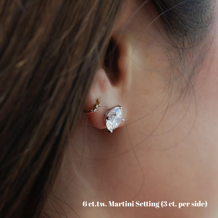 6 ctw (3 ct. per side) 4 Prong Round Certified Lab Grown Diamond Stud Earrings