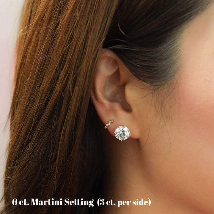 6 ctw (3 ct. per side) 4 Prong Round Certified Lab Grown Diamond Stud Earrings