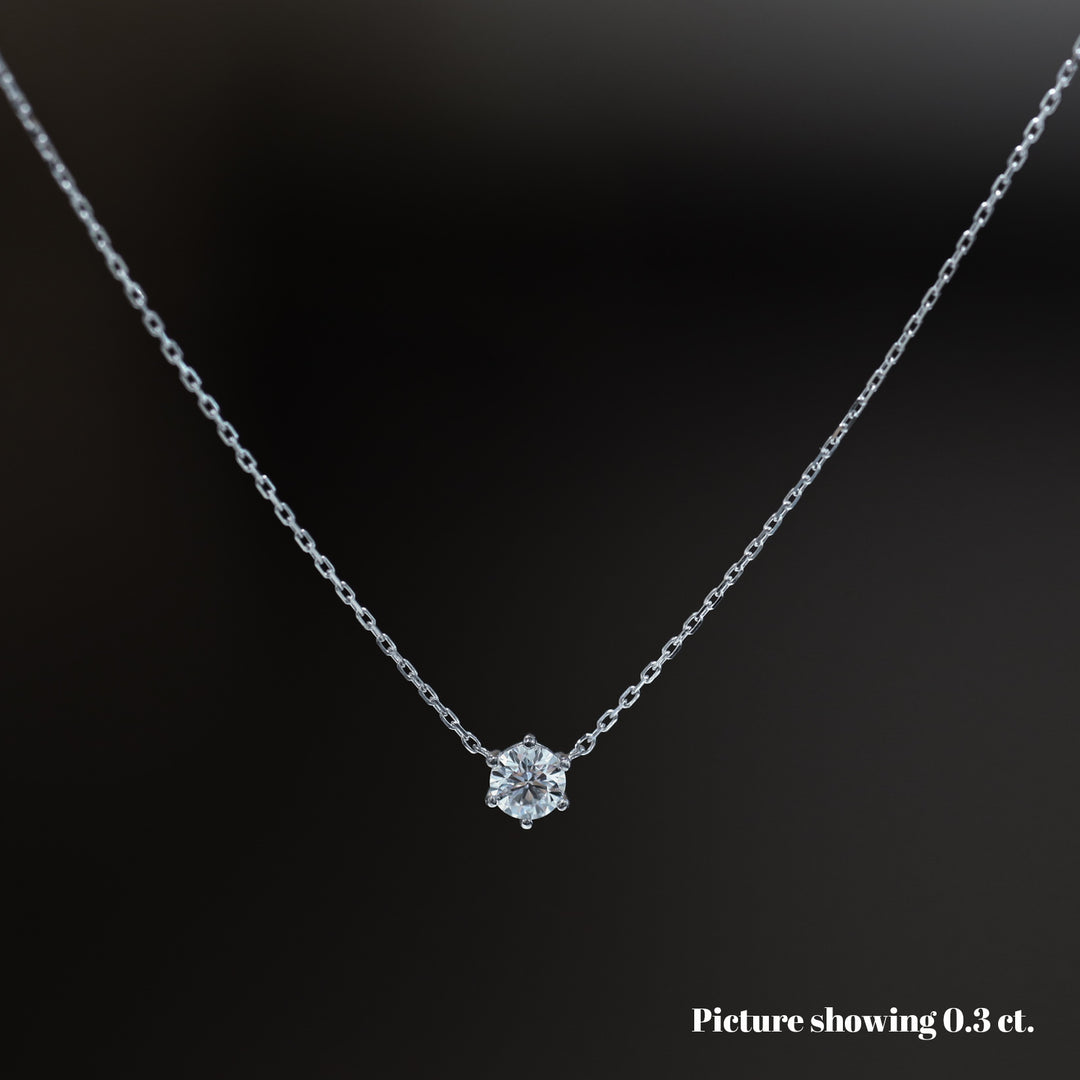 Lab Grown 6 Prong Diamond Solitaire Necklace on 14K Solid Gold Chain (1 ct. - 2 ct.)