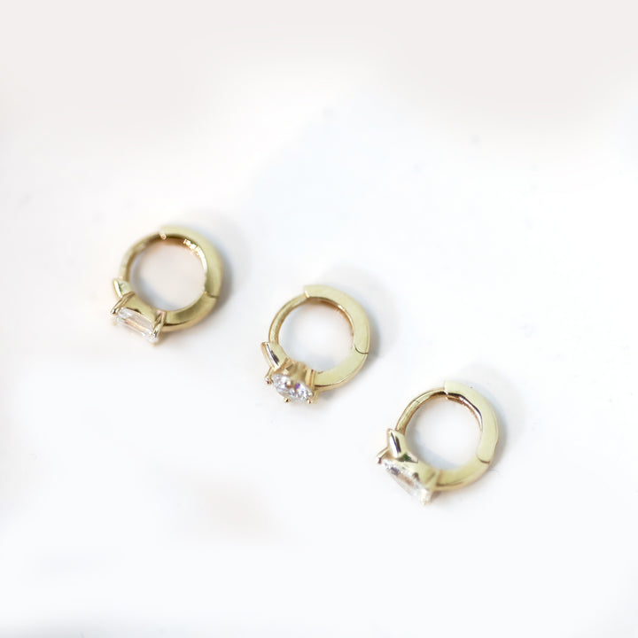 Huggie Hoop Earrings with Round / Pear /  Emerald Lab Grown Diamond – 9mm (0.4 ct.tw. pair)