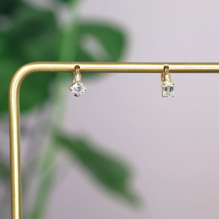 Huggie Hoop Earrings with Round / Pear /  Emerald Lab Grown Diamond – 9mm (0.4 ct.tw. pair)