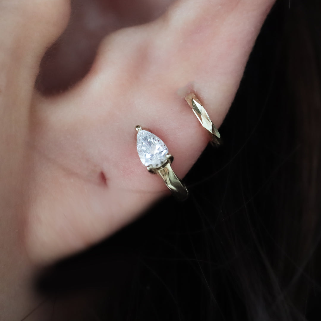 Huggie Hoop Earrings with Round / Pear /  Emerald Lab Grown Diamond – 9mm (0.4 ct.tw. pair)