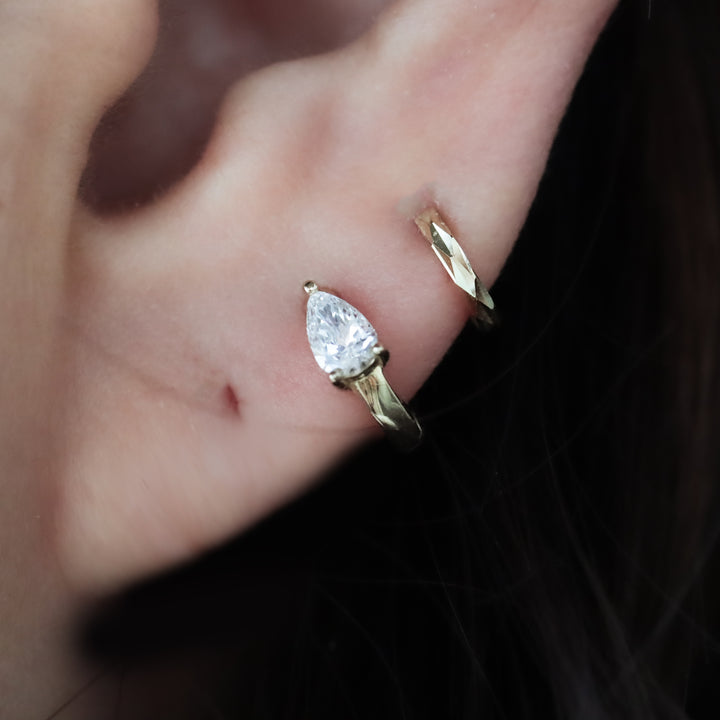 Huggie Hoop Earrings with Round / Pear /  Emerald Lab Grown Diamond – 9mm (0.4 ct.tw. pair)