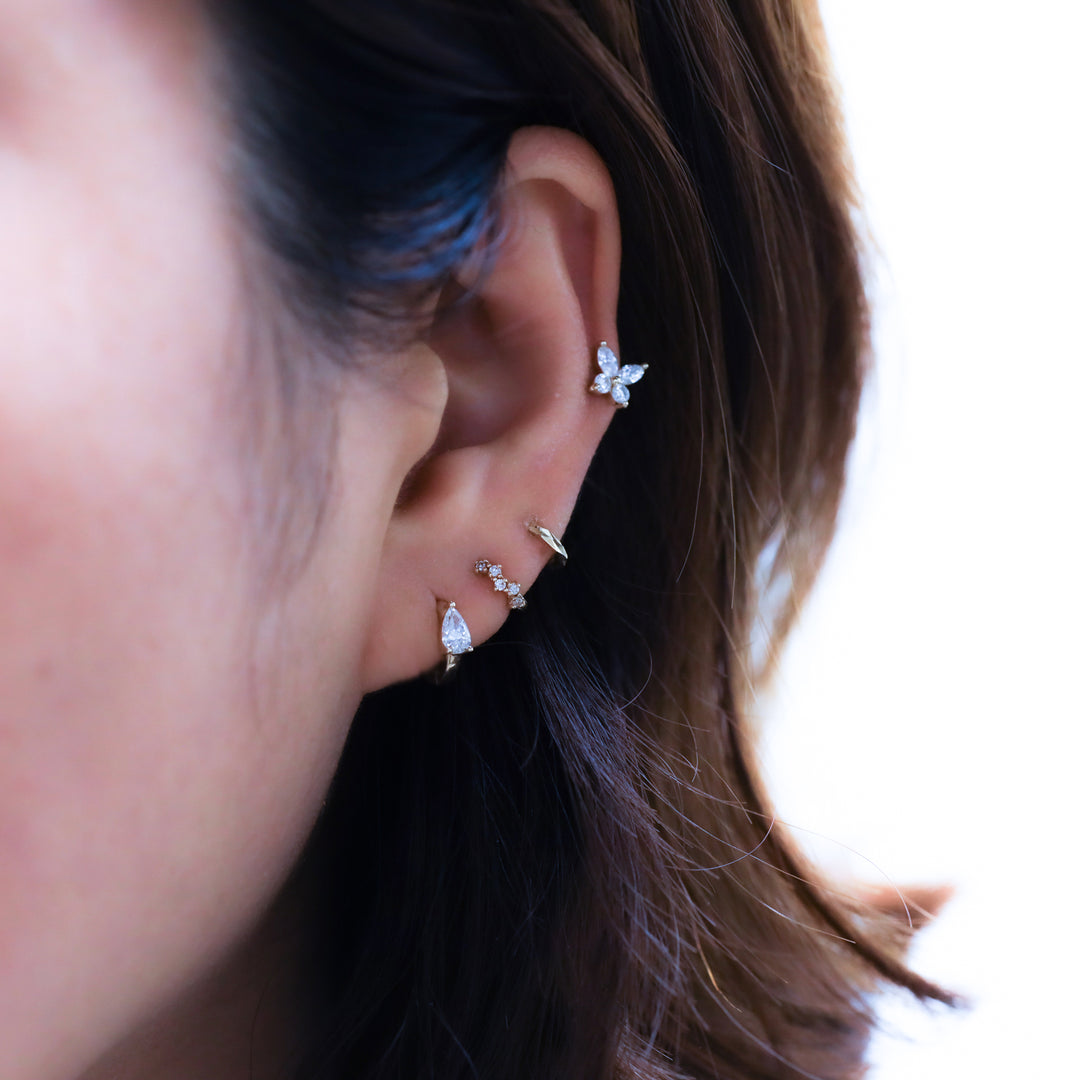 Huggie Hoop Earrings with Round / Pear /  Emerald Lab Grown Diamond – 9mm (0.4 ct.tw. pair)