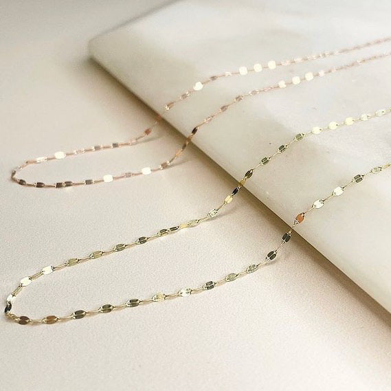 14K Solid Gold Necklace – Dainty Gold Chain for Layering Jewelry