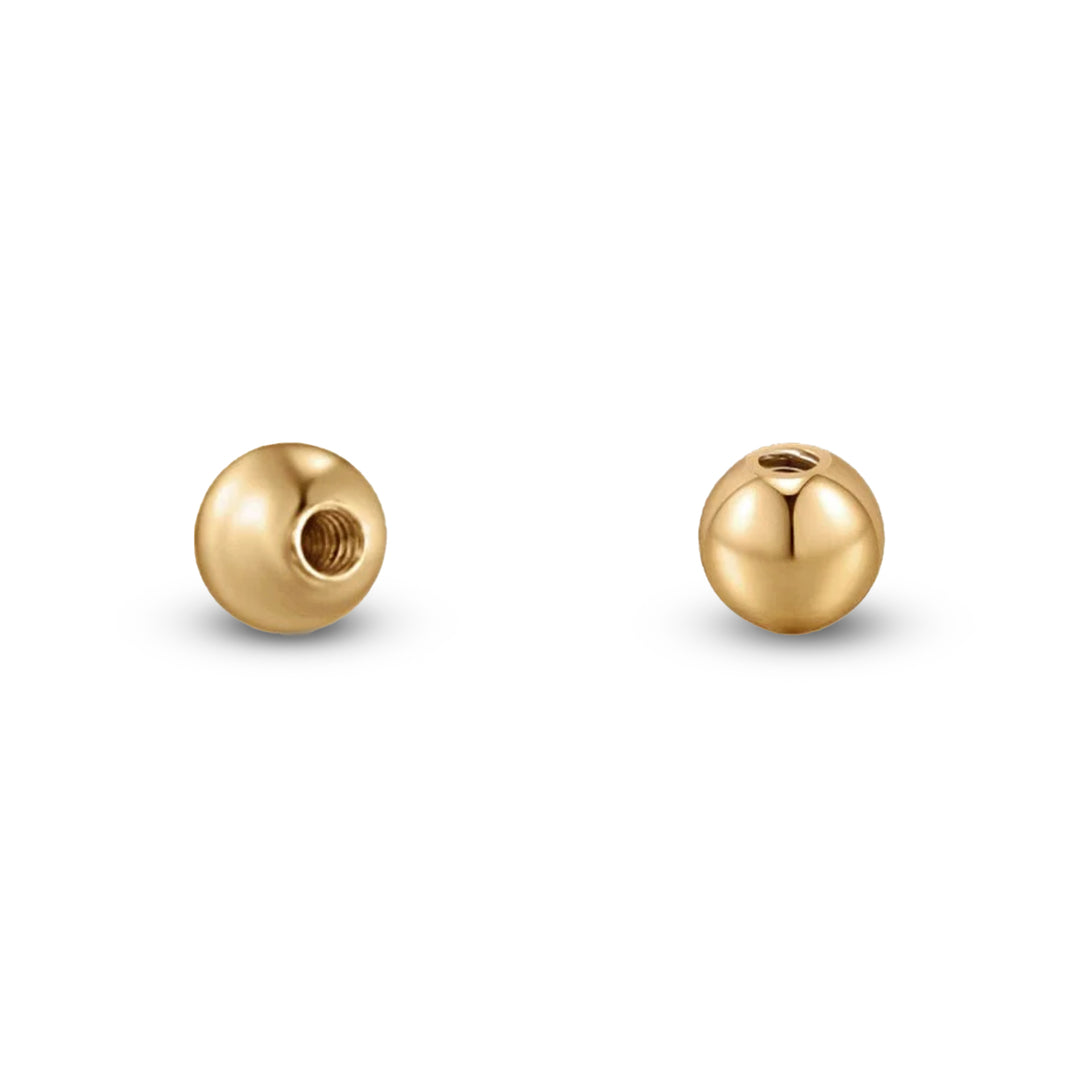 14K Solid Gold Earring Back - Screw Ball Back