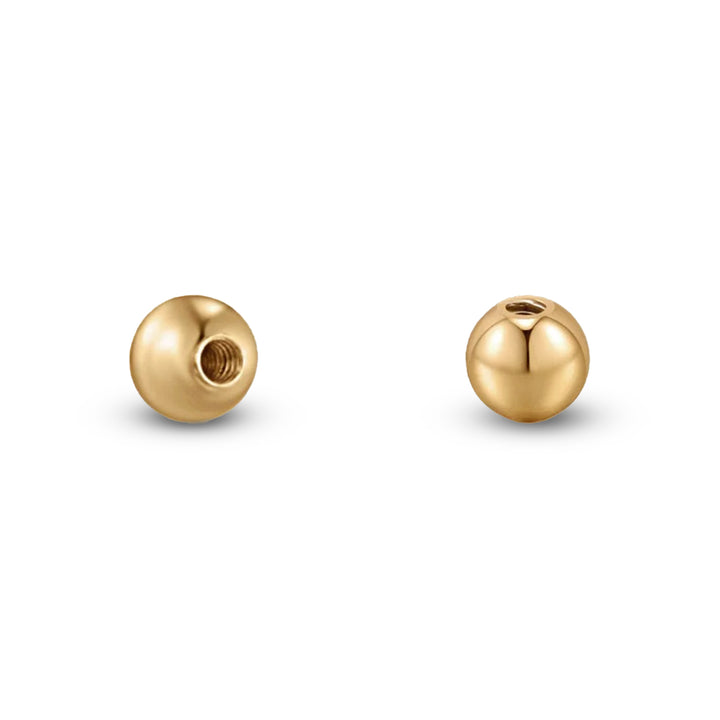 14K Solid Gold Earring Back - Screw Ball Back
