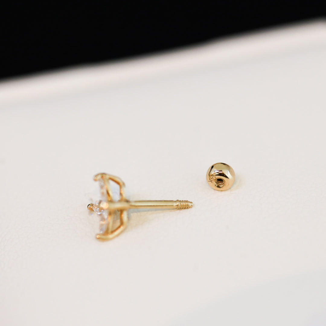 14K Solid Gold Earring Back - Screw Ball Back