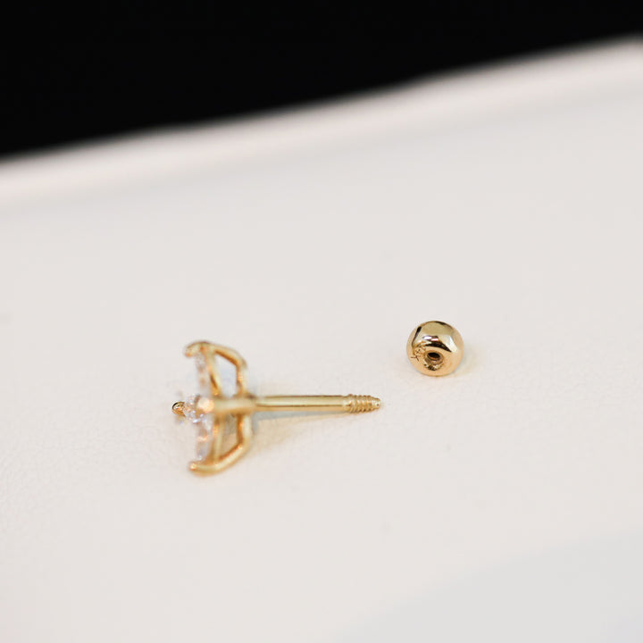 14K Solid Gold Earring Back - Screw Ball Back