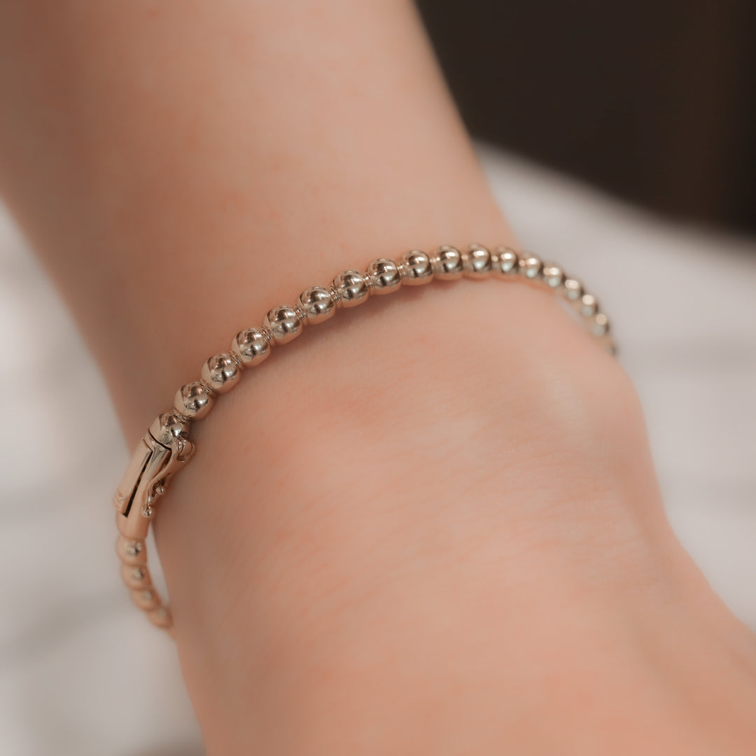 Stackable Beaded Ball Gold Bangle Bracelet (4mm)