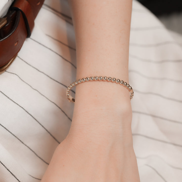 Stackable Beaded Ball Gold Bangle Bracelet (4mm)