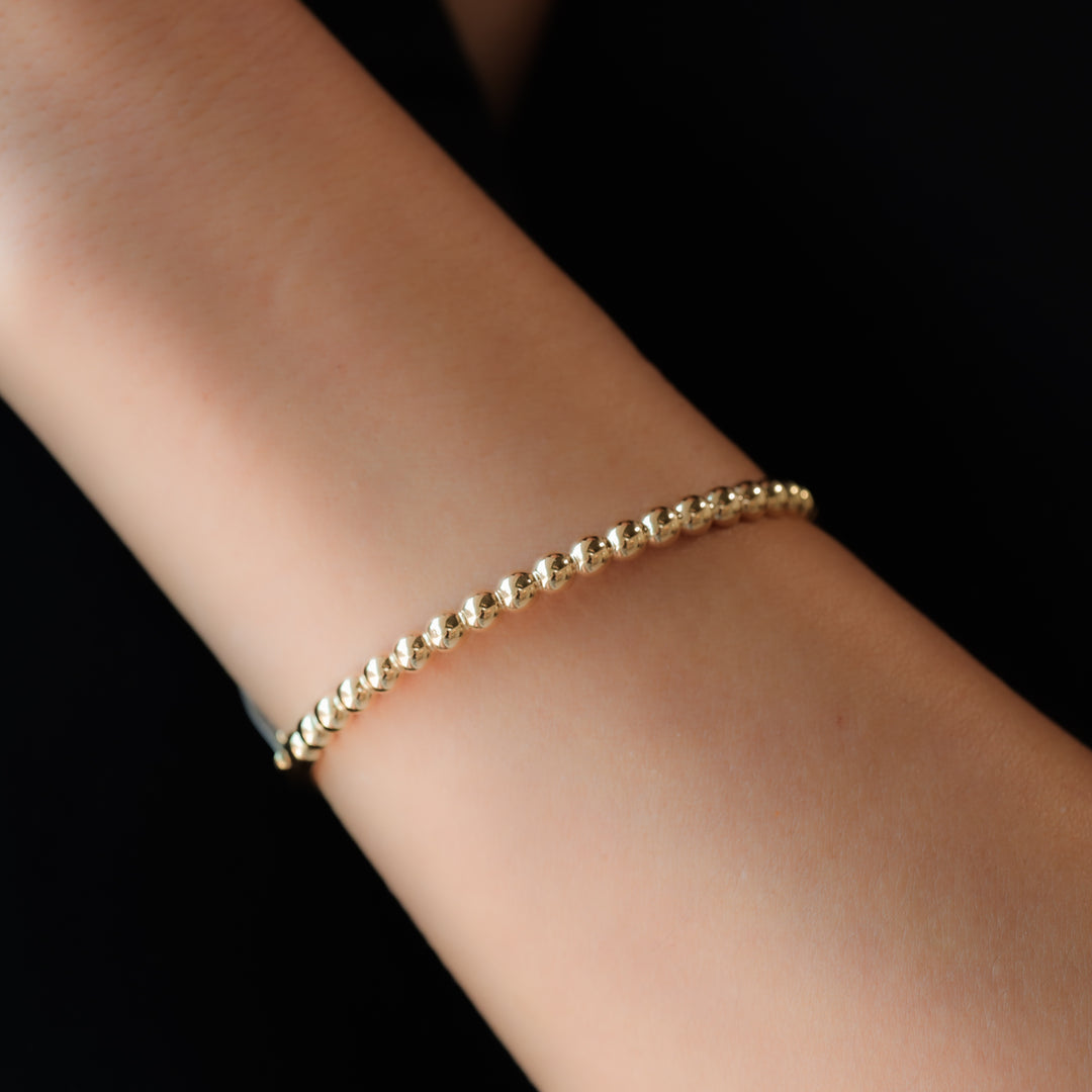 Stackable Beaded Ball Gold Bangle Bracelet (4mm)