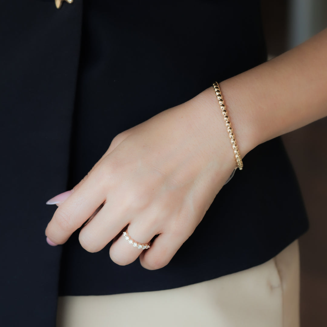 Stackable Beaded Ball Gold Bangle Bracelet (4mm)