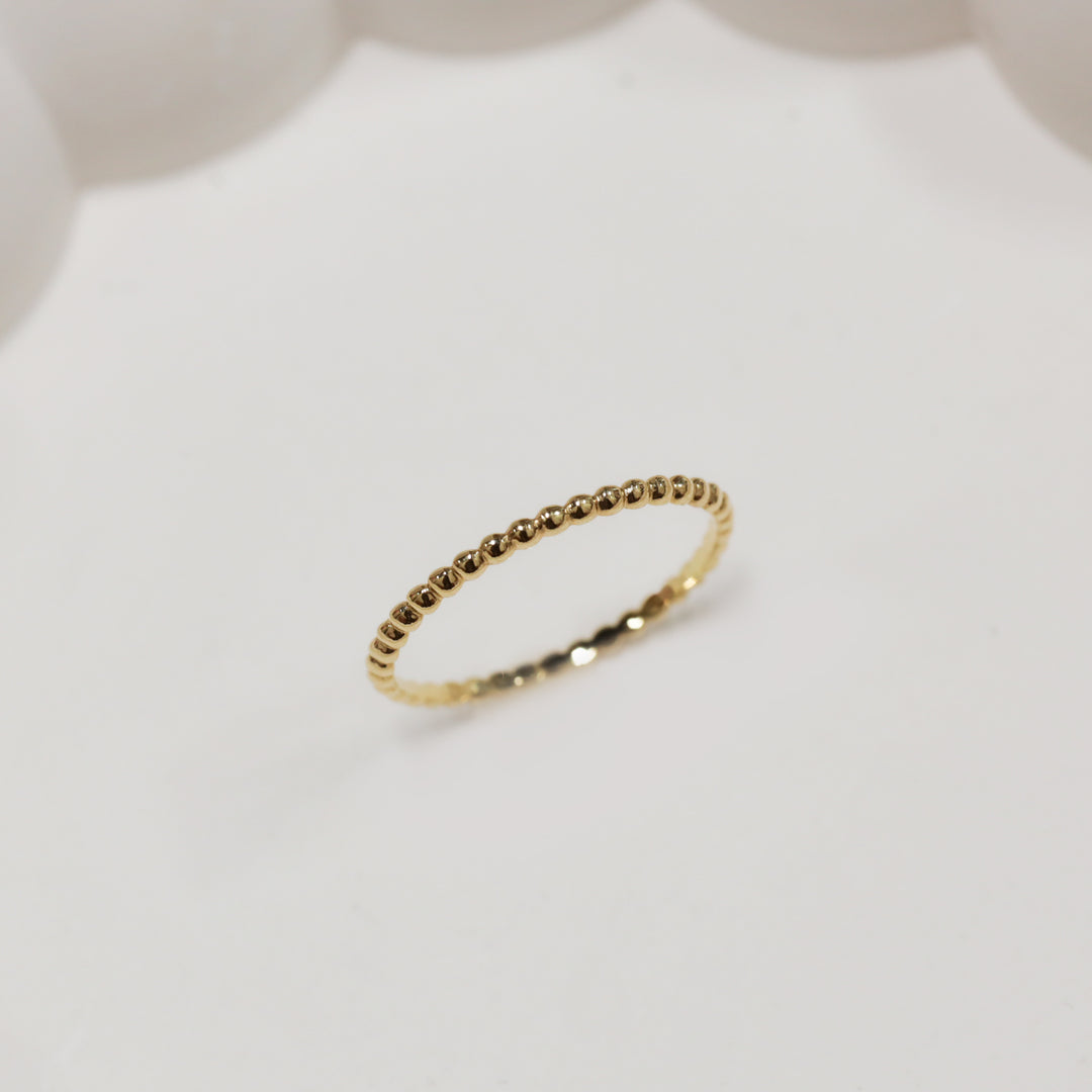 Beaded Stackable 14K Gold Ring (1.5mm Beads)