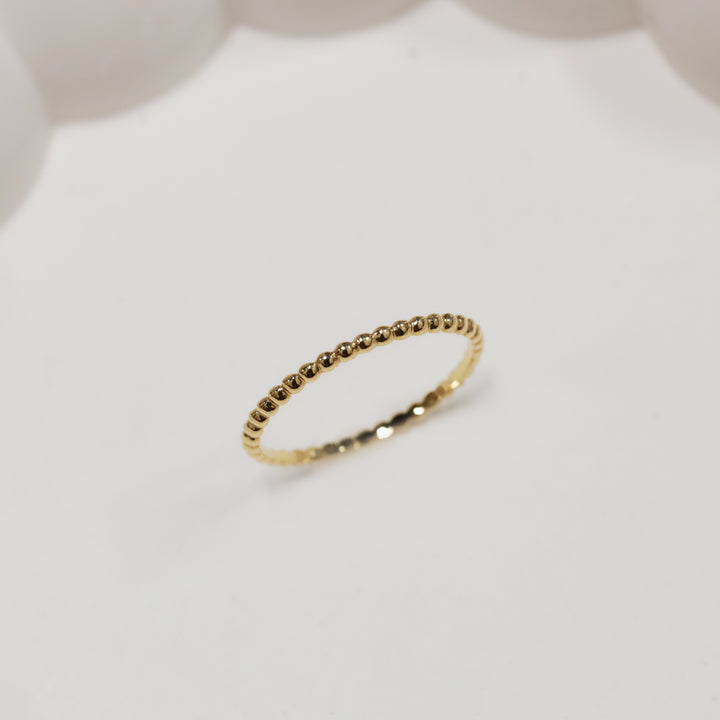 Beaded Stackable 14K Gold Ring (1.5mm Beads)