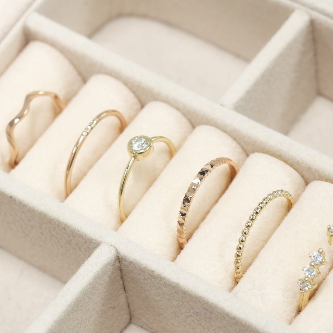 Beaded Stackable 14K Gold Ring (1.5mm Beads)