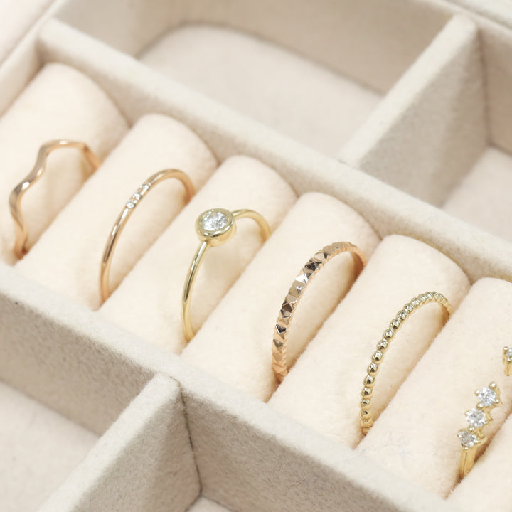 Beaded Stackable 14K Gold Ring (1.5mm Beads)