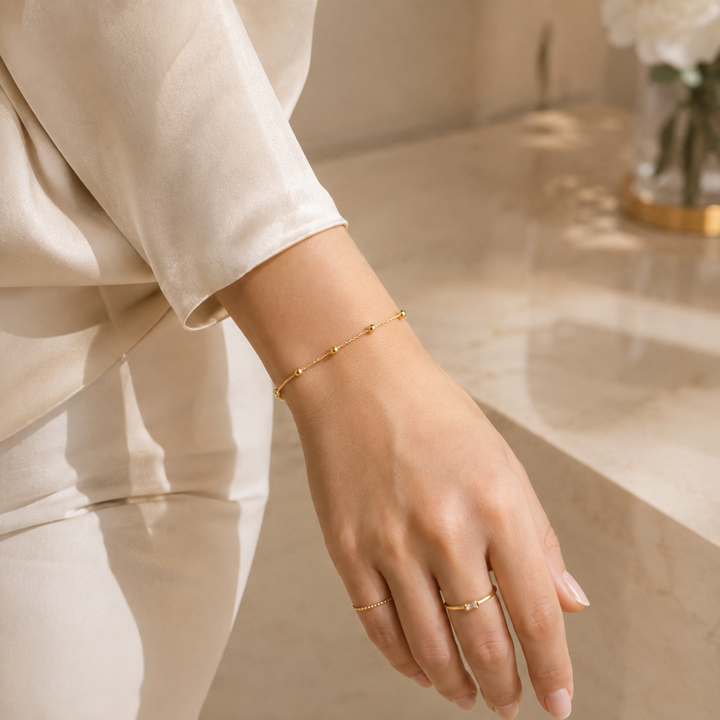 Beads by the Yard Beaded 14K Solid Gold Chain Bracelet