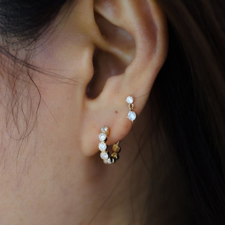 Bezel-Set Lab-Grown Diamond Huggie Hoop Earrings in 14K Solid Gold - Medium