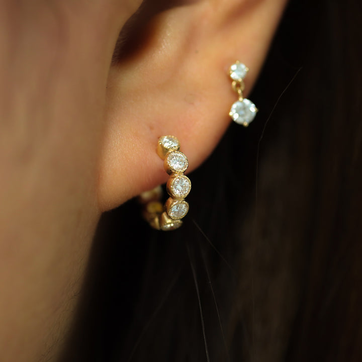 Bezel-Set Lab-Grown Diamond Huggie Hoop Earrings in 14K Solid Gold - Medium