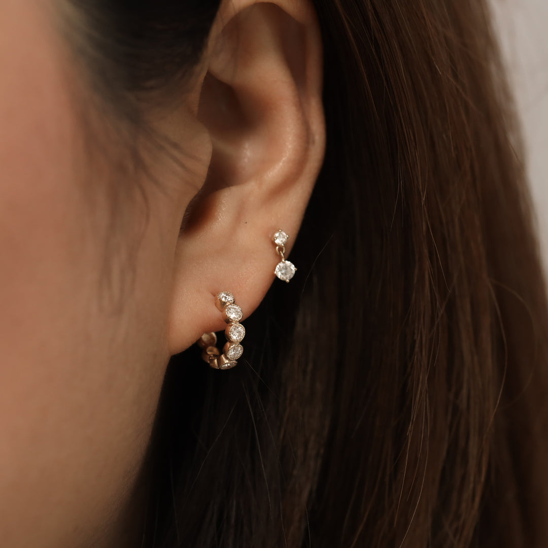 Bezel-Set Lab-Grown Diamond Huggie Hoop Earrings in 14K Solid Gold - Medium