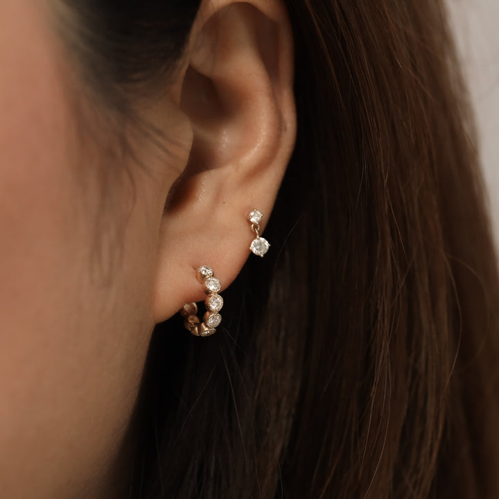 Bezel-Set Lab-Grown Diamond Huggie Hoop Earrings in 14K Solid Gold - Medium