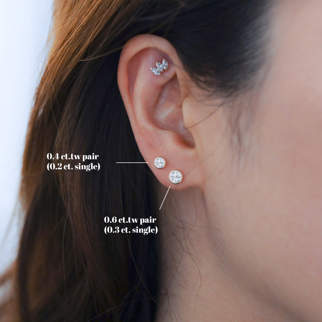 Petite Bezel Round Lab Grown Diamond Stud Earrings - 0.4 ct.tw. (Single or Pair)
