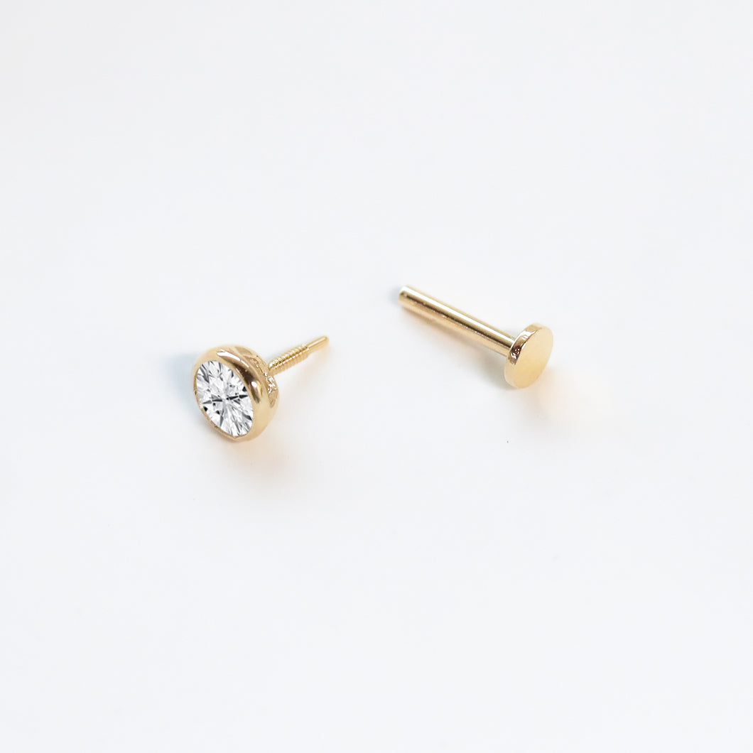 Petite Bezel Round Lab Grown Diamond Stud Earrings - 0.4 ct.tw. (Single or Pair)
