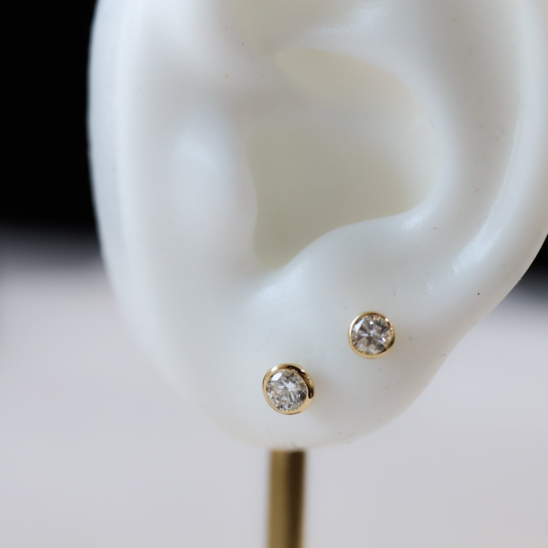 Petite Bezel Round Lab Grown Diamond Stud Earrings - 0.4 ct.tw. (Single or Pair)