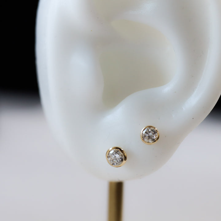 Petite Bezel Round Lab Grown Diamond Stud Earrings - 0.4 ct.tw. (Single or Pair)