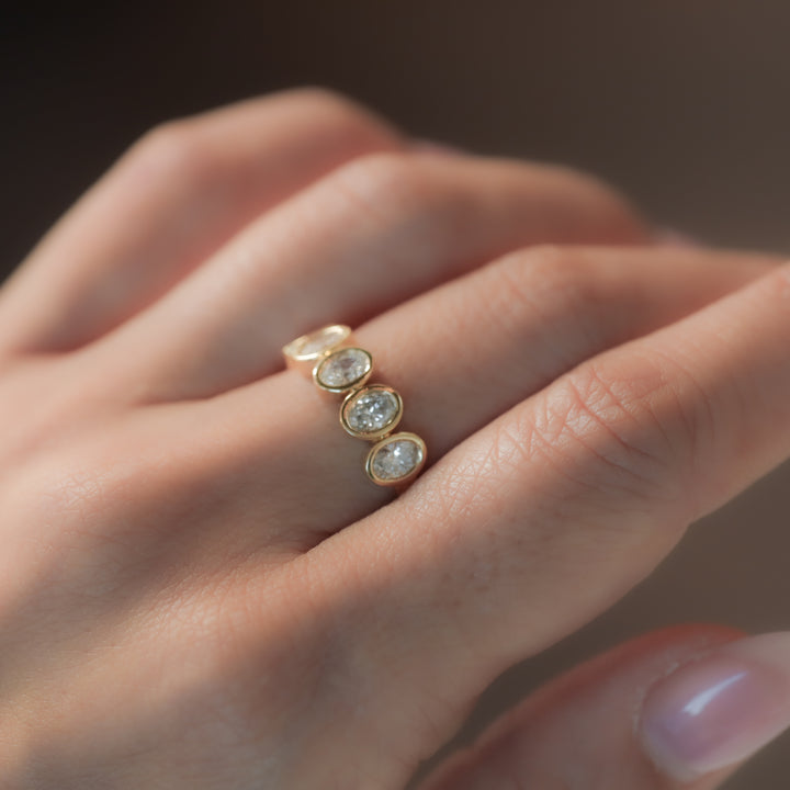Bezel Set Oval-Cut Lab Diamond Half Eternity Band Ring, 1 ctw.