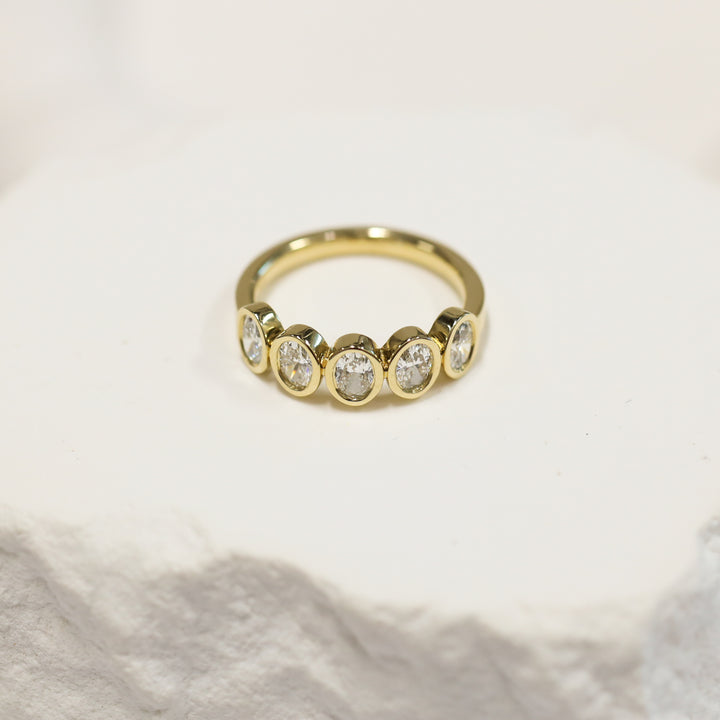 Bezel Set Oval-Cut Lab Diamond Half Eternity Band Ring, 1 ctw.