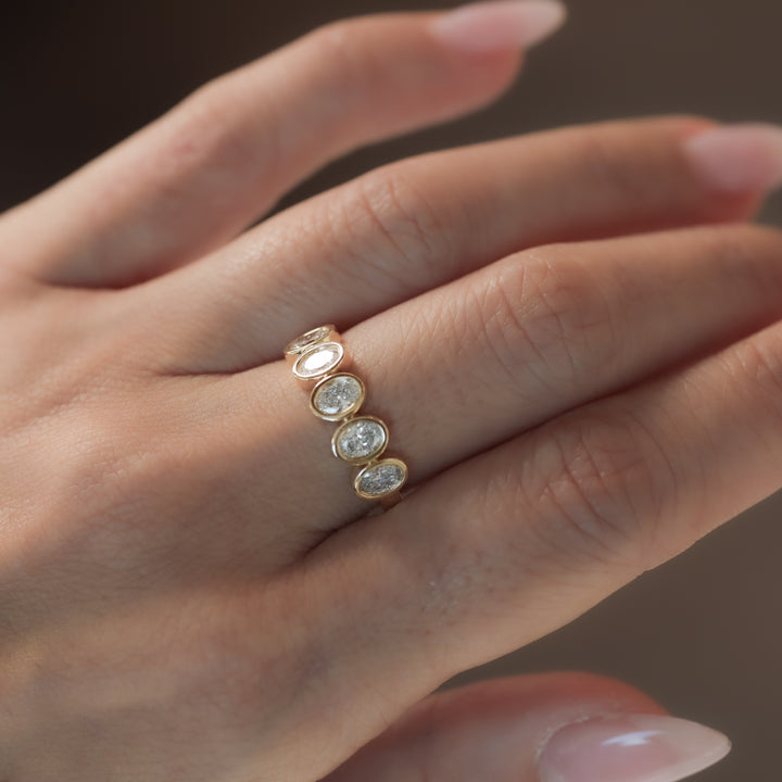 Bezel Set Oval-Cut Lab Diamond Full Eternity Band Ring, 2.5 ctw.