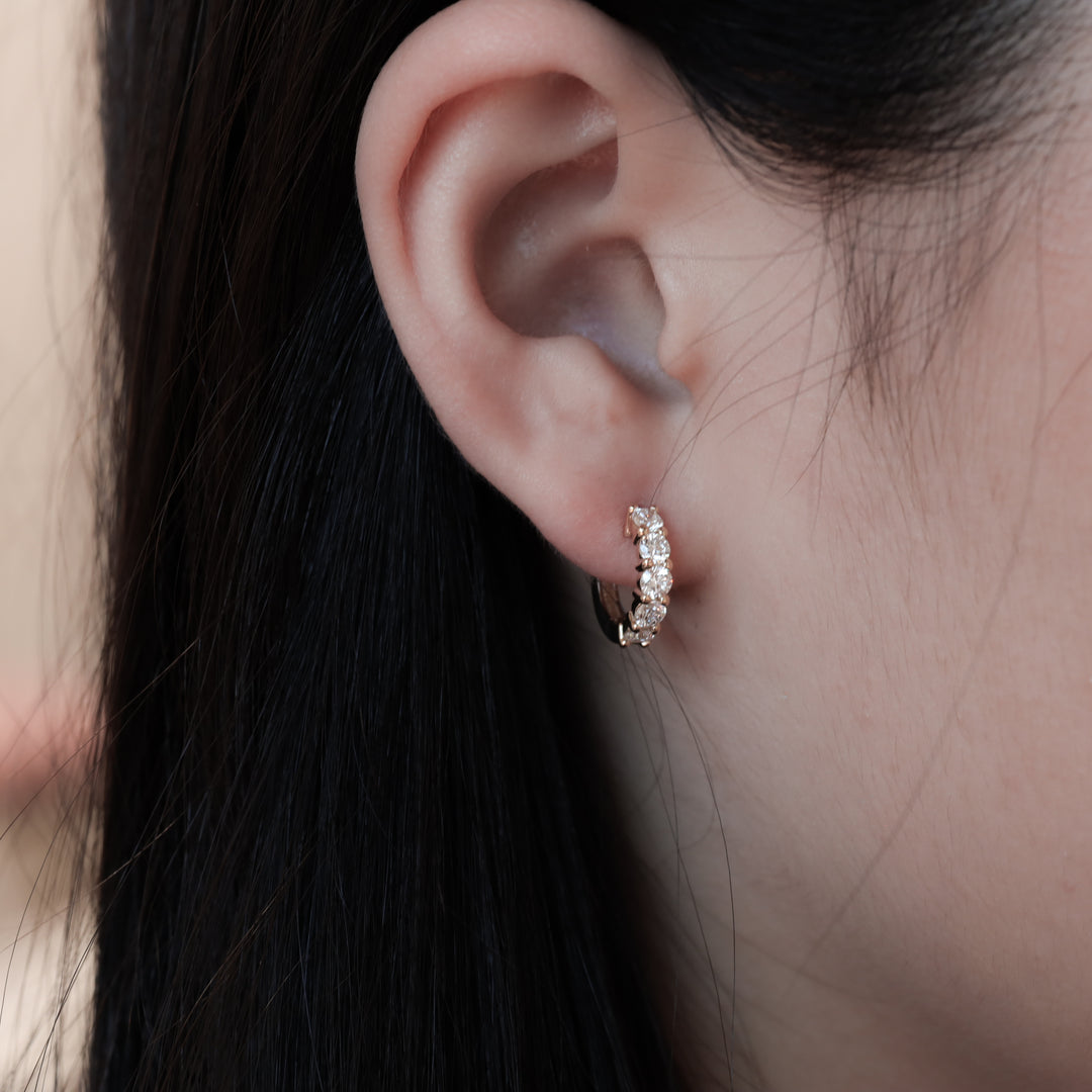 Chunky 5 Stones Lab Grown Diamond Huggie Hoop Earrings 1.0 ct.tw.– 13mm