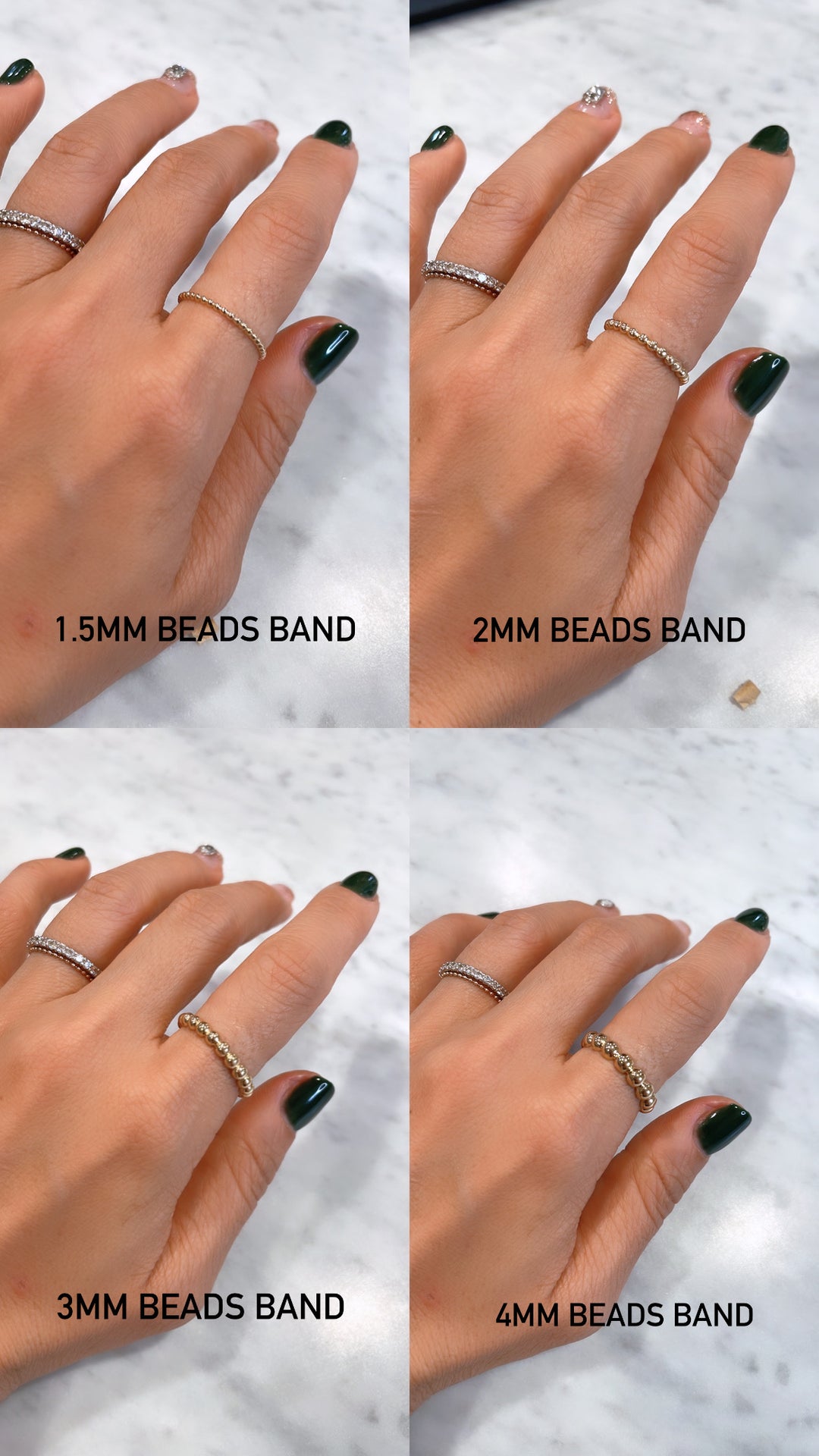 Beaded Stackable 14K Gold Ring (2mm Beads)