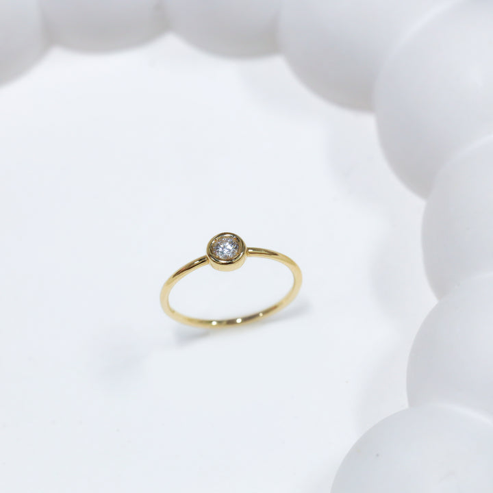 Dainty Bezel Setting 0.1 ct. Diamond Ring in 14K Gold