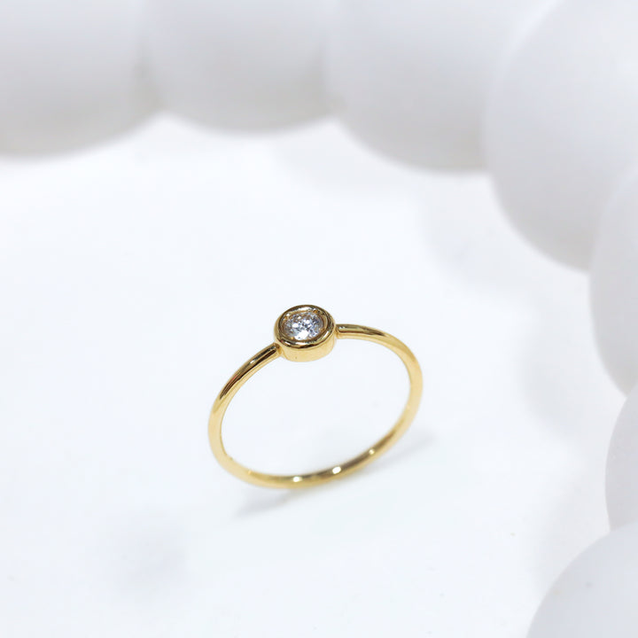 Dainty Bezel Setting 0.1 ct. Diamond Ring in 14K Gold