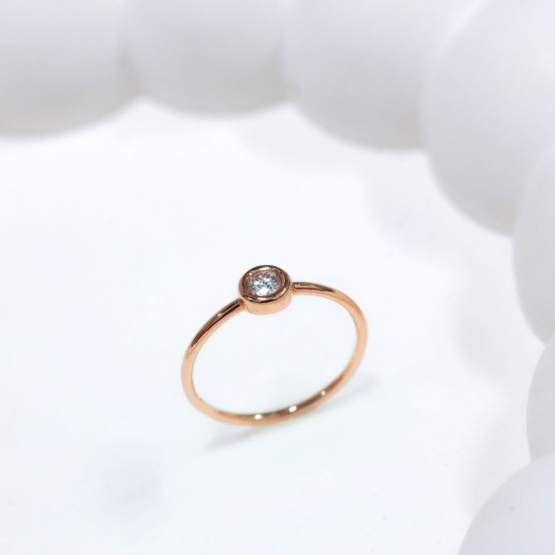 Dainty Bezel Setting 0.1 ct. Diamond Ring in 14K Gold