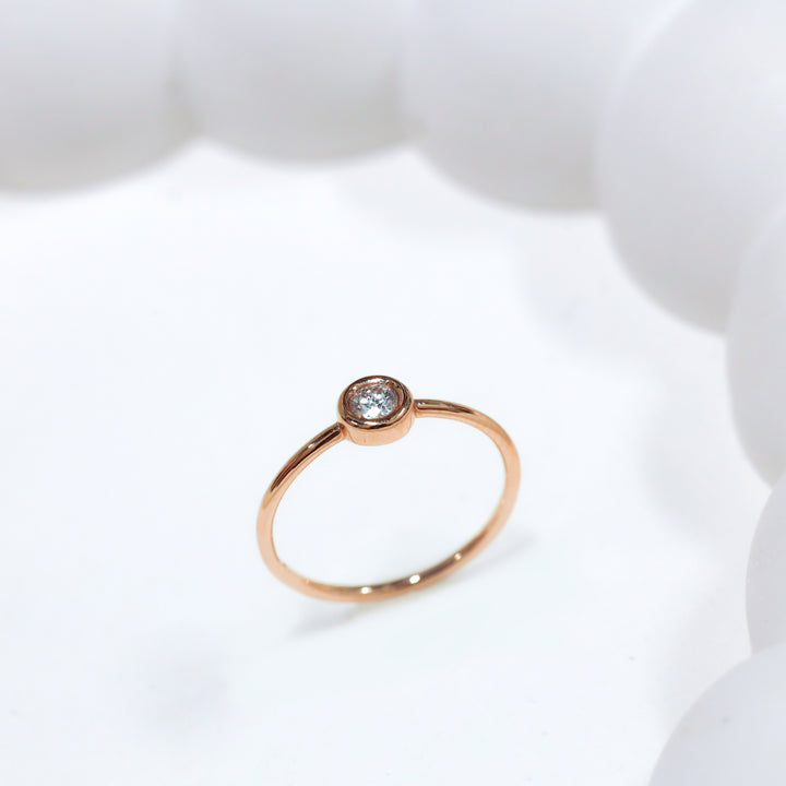 Dainty Bezel Setting 0.1 ct. Diamond Ring in 14K Gold