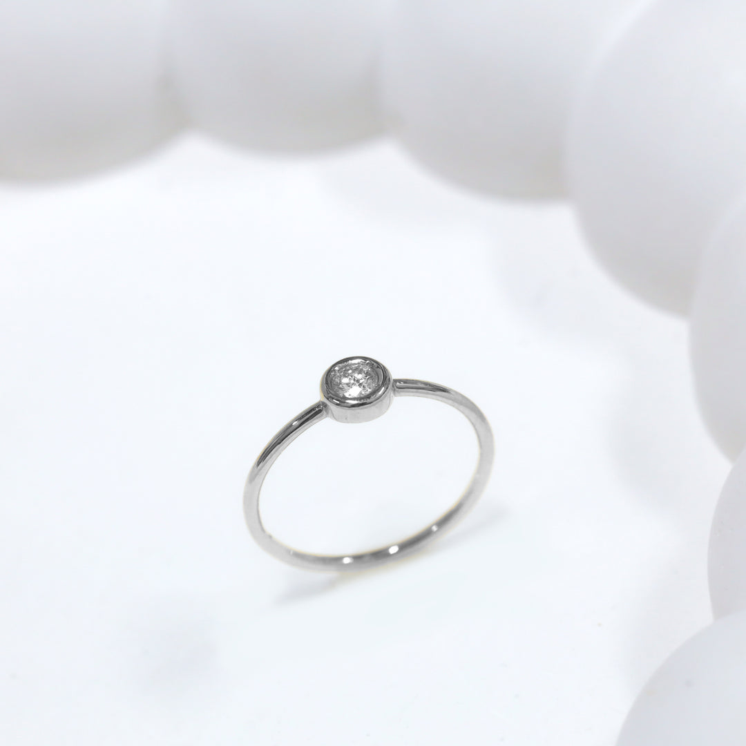 Dainty Bezel Setting 0.1 ct. Diamond Ring in 14K Gold