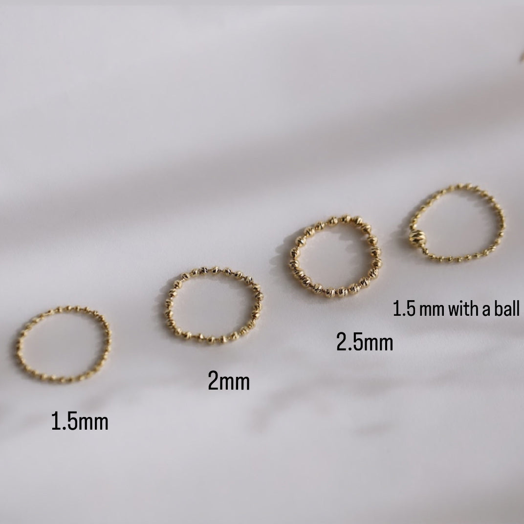 2.5mm Rain-Cut Bead Chain Stackable Ring
