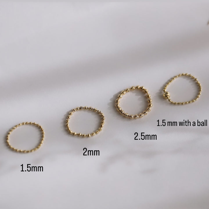2.5mm Rain-Cut Bead Chain Stackable Ring
