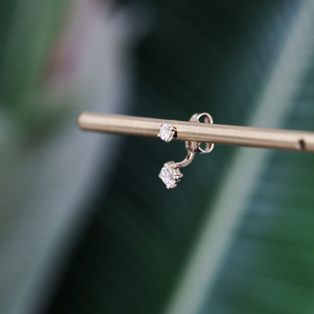 Lab Grown Diamond Ear Jacket Earrings with 0.05 & 0.1 ct Diamonds in 14K Solid Gold (Single or Pair)