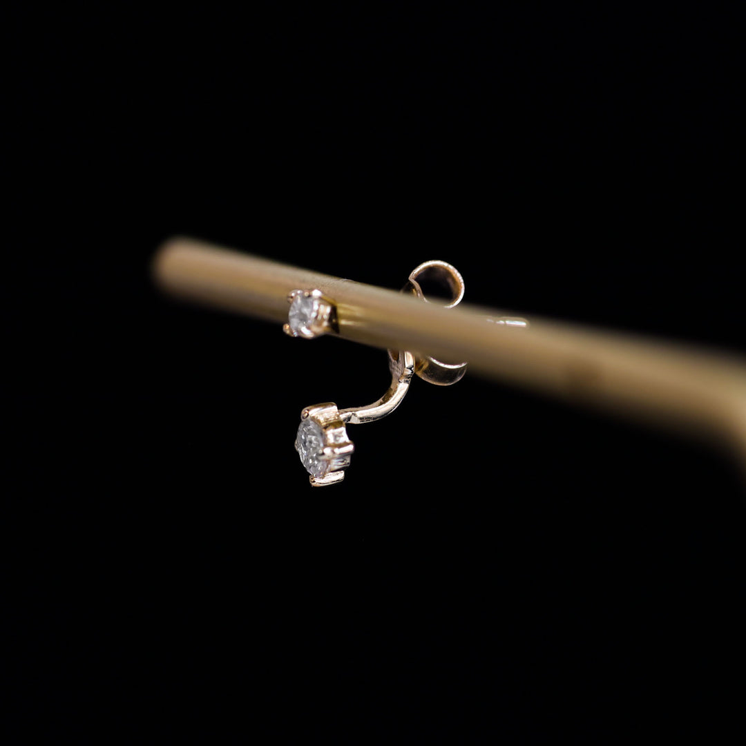 Lab Grown Diamond Ear Jacket Earrings with 0.05 & 0.1 ct Diamonds in 14K Solid Gold (Single or Pair)